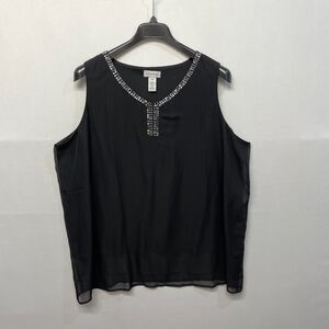 Catherines Women Sleeveless Blouse Tank Top Shirt Size 24W Black M260 -16